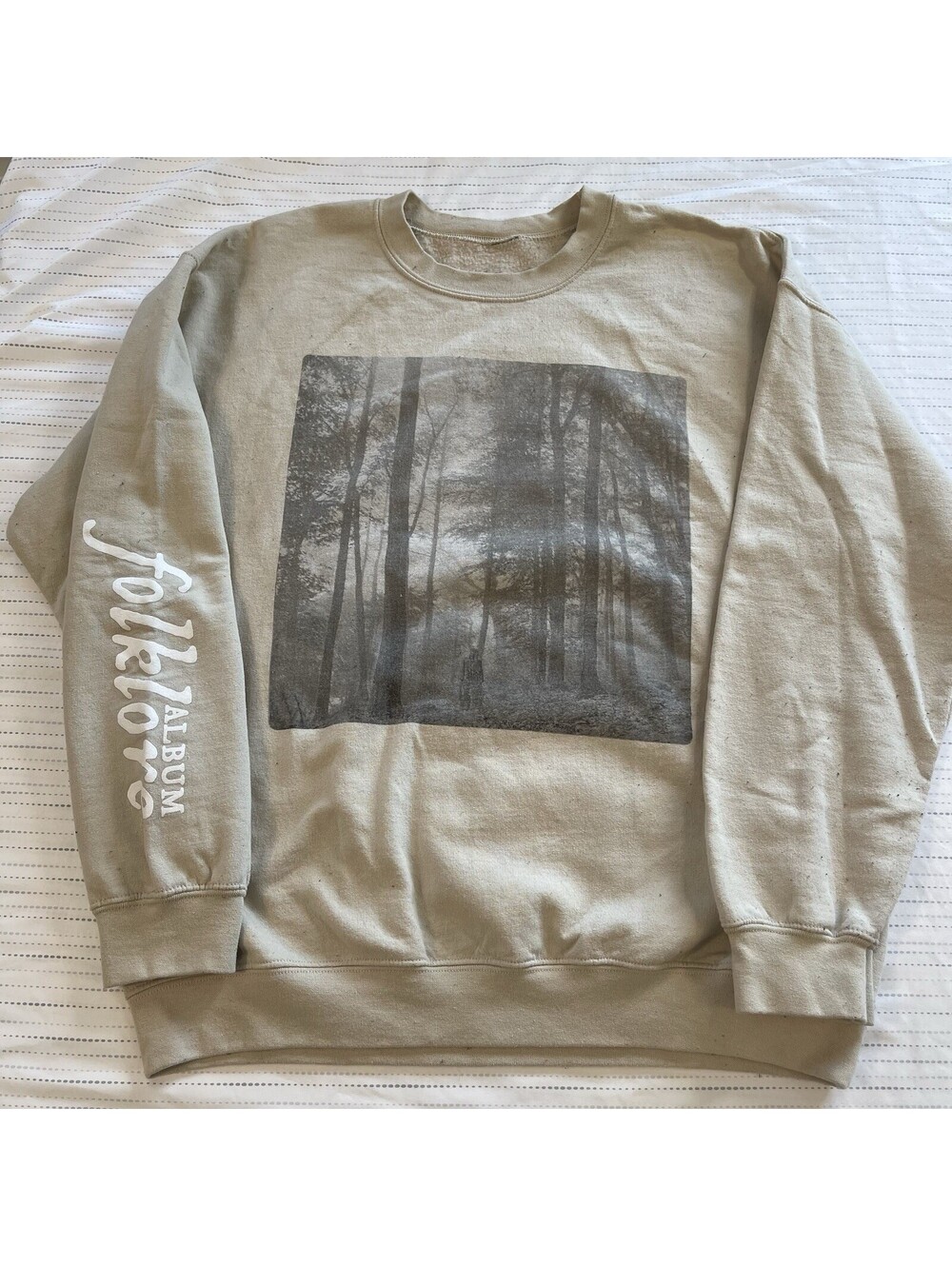 Taylor Swift Folklore Hoodie Sweatshirt Unisex Large - Album Title Arm Detail